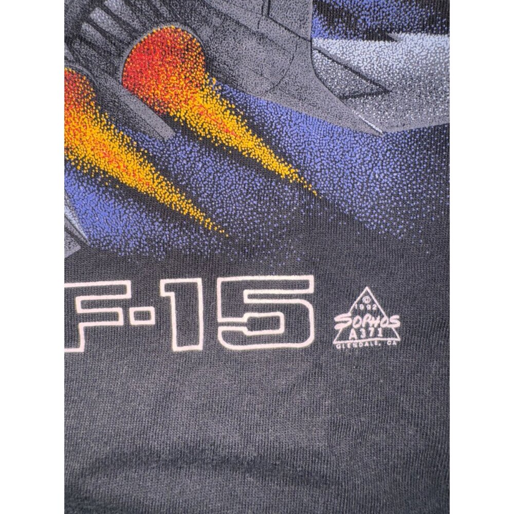 F-15 Jet Graphic Eagle Shirt Sz XL Black Jerzees Vintage 1992 - Picture 3 of 9